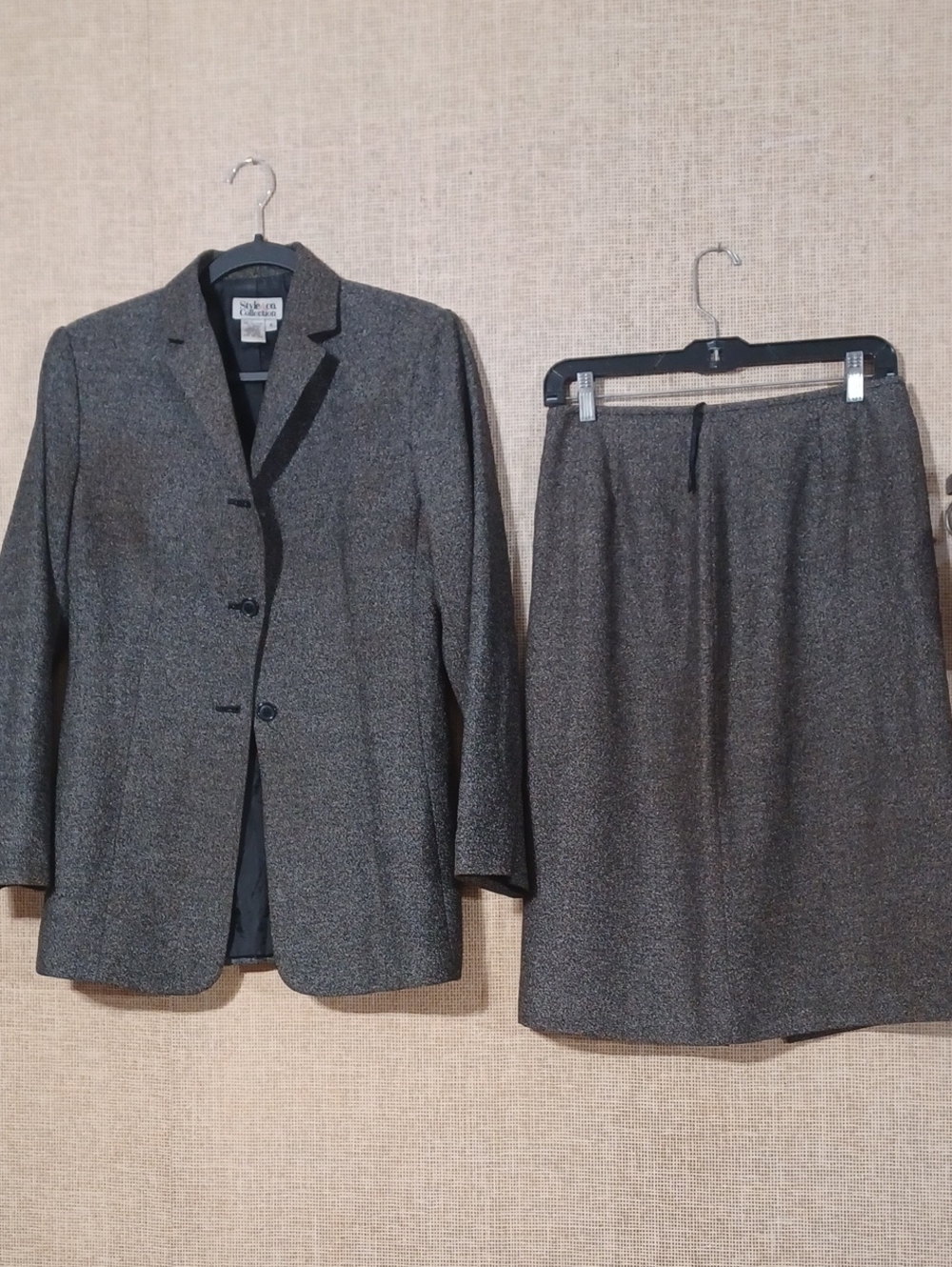 Style & Co. Charcoal Tweed Blazer and Skirt Set